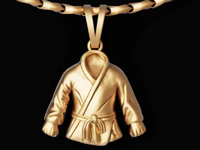 karate dress Kimono pendant Sculpture jewelry gold 3D print model