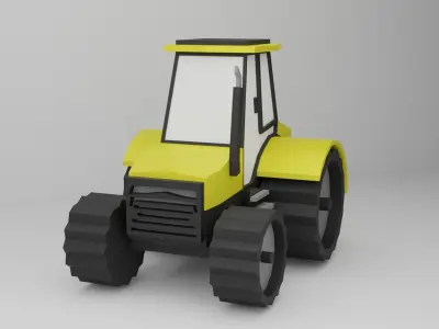 Tractor Cartoon Style Low-poly 3D model