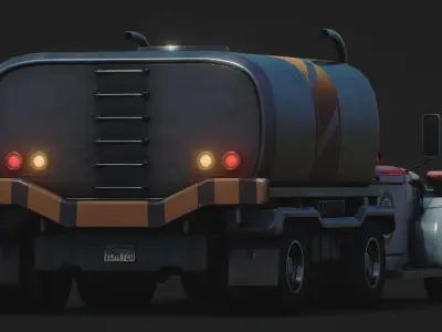 Heavy Duty Tank Fuel Truck Low-poly 3D model