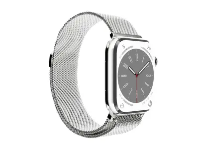 Apple Watch Series 8 Silver Stainless Steel Milanese Loop Low-poly 3D model