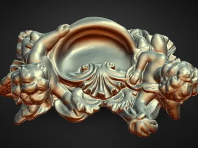 two cherubs wall decoration  moose scanned decoration 3D print model