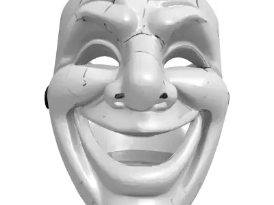 Cracked Laughing Mask 3D Model Low-poly 3D model