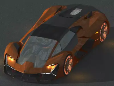 Concept-electric-sports-car futuristic orange car 3D model