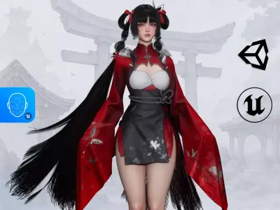 Xiao Jue Asian Girl - Game Ready Low-poly 3D model