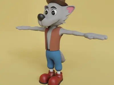 Cartoon Biped Wolf 3D model