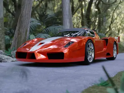 Ferrari fxx in jungle Low-poly 3D model