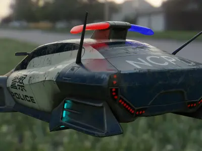 Futuristic police car Low-poly 3D model