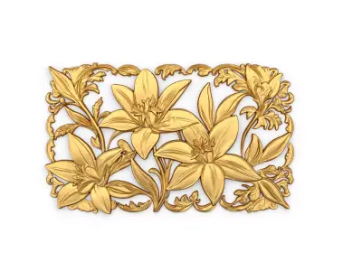 mural flowers decor set wall panel 01 3D model