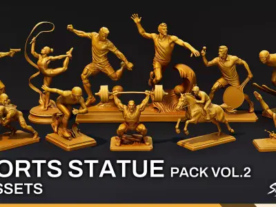 Golden Sports Statue Pack VOL2 Low-poly 3D model