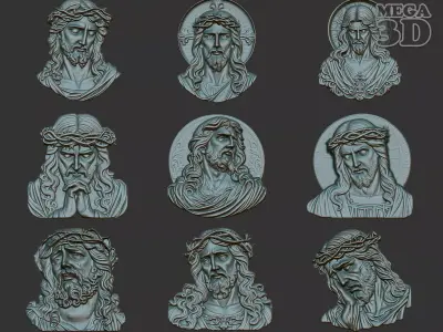 Jesus Portrait basrelief Pack 240610 3D Model Collection
