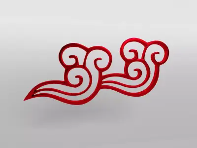 China Type Decoration Cloud v1 002 Low-poly 3D model