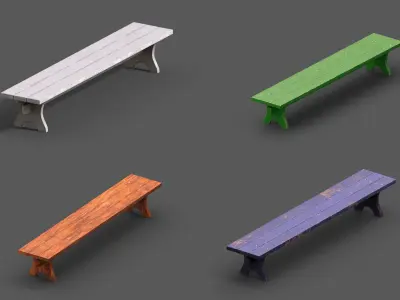 Mega Pack 32 Street Bench Low-poly 3D model