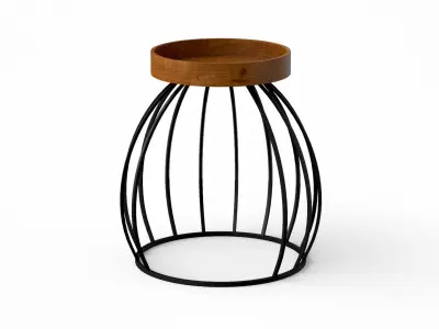 Metalico round End-Table mango wood finish Low-poly 3D model
