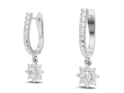 Diamond Cluster Bali Earrings For Women 3D print model