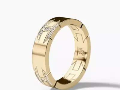 Gold ring 3D print model 15