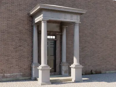 Portico Entrance Porch Door Surround with  Doric Column 3D model