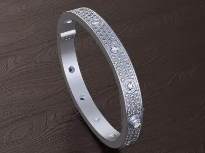Bolt Bracelet pave diamond 3D print model