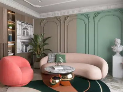 Living Room Design Style 3ds max scene 3D model