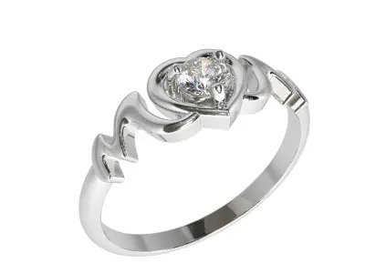 Ring mom heart 4 mm gem 3D print model