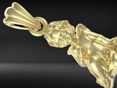 Vintage Jewelry Beautiful Angel With Pearl Pendant 3D print model