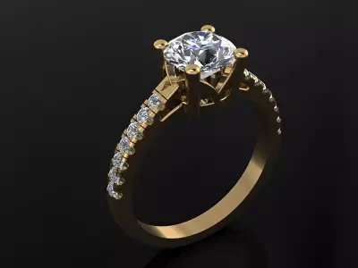 Engagement Ring with Round Diamond 3D print model