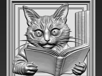Cat Reading A36 3D print model