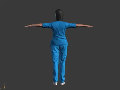 Low-Poly Female Doctor 3D Model  T Pose Medical Character Low-poly 3D model