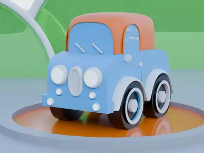 Stylized Cartoon Off-Road Vehicle 3D Model Low-Poly Car Low-poly 3D model
