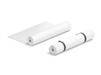 White Half Folded 2 Types Yoga Mat - for meditation and tourism 3D model