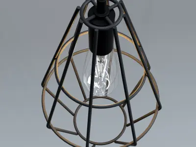 Cage lamp with vintage bulb 3D model