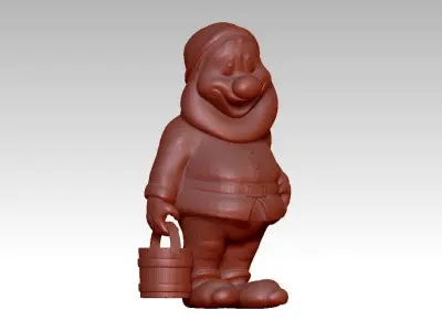 Garden Gnome with Bucket of water 3D print model