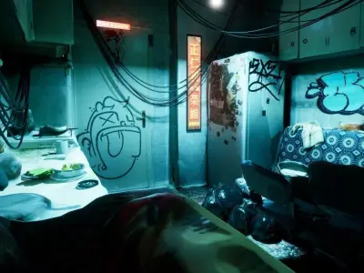 Cyberpunk Room Scene Low-poly 3D model