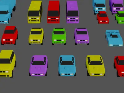 Casual Vehicles Pack - Set of 29 Vehicles  Low-poly 3D model