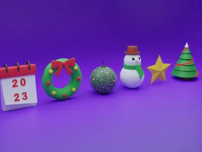Toon Christmas New Year Pack Low-poly 3D model