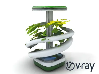 Sleek Hydroponic Tower Farm Spiral Design Model Pack Low-poly 3D model