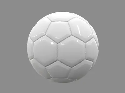 White Football with Stitching 3D model