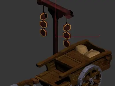 Game Traffic - Wooden Pushcart 3D model
