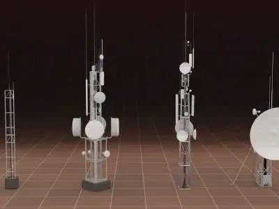 Radio Antenna and Satellite Collection - 6pcs 3D model