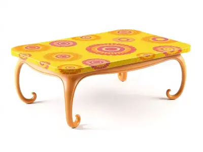 Colorful Retro Coffee Table Model Pack with Decorative Surface Low-poly 3D model