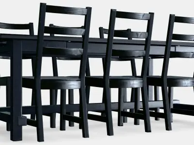 NORDVIKEN - NORDVIKEN Table and 6 chairs 1 Low-poly 3D model