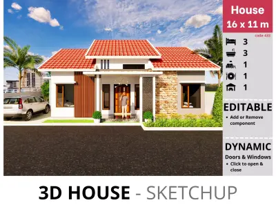 House 16x11m code 434- Sketchup 3D model 3D model