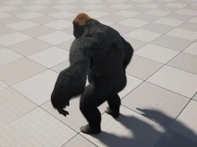 UE5 Gorilla Rigged Fur Low-poly 3D model