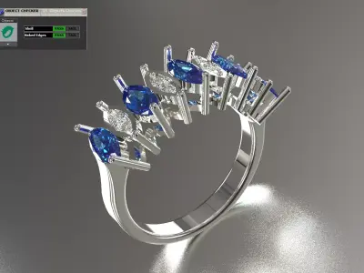 Floating Marquise Gemstone Cocktail Band model jr00281 3D print model