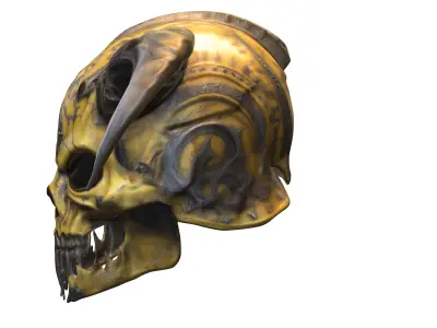 Yellow Demonic Skull Mask Low-poly 3D model