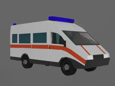 Ambulance Low-poly 3D model 3