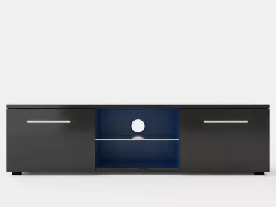 Storsjo TV Bench 140 Cm With Led Lighting Black Low-poly 3D model