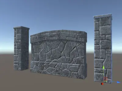 Stone Fence 2 Low-poly 3D model