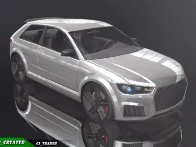 Lowpoly Volkswagen Golf Concept Car 3D Model Low-poly 3D model