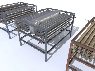 Industrial Machine Set Low-poly 3D model