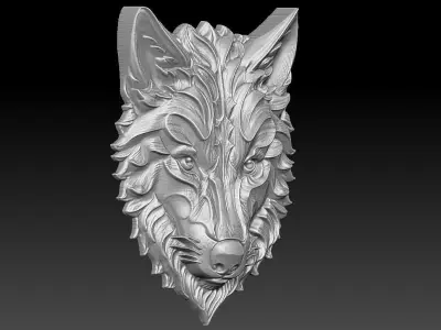 1 wolf head CNC Relief Model 3D print model